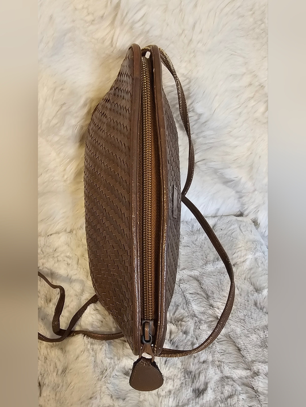 Fendi Brown Woven Leather Crossbody. Vintage Bag With COA - Picture 7 of 16